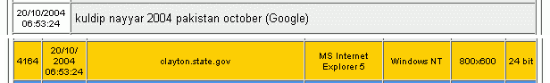Screenshot of referrer logs